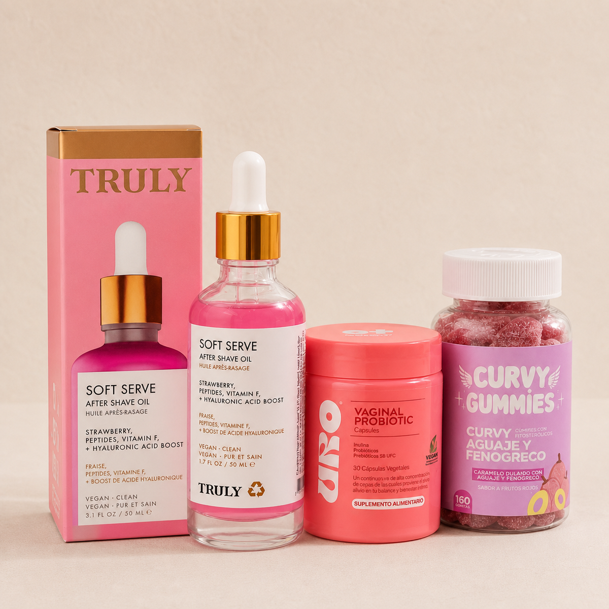 Pack Cuidado para Ella - aceite after shave, probiótico vaginal y gummies, Almelí Wellness